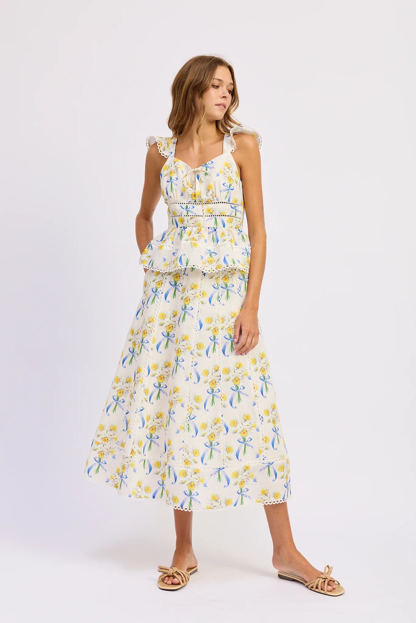 Audrey Top - Yellow/Blue/White