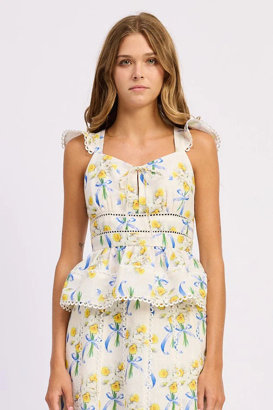 Audrey Top - Yellow/Blue/White
