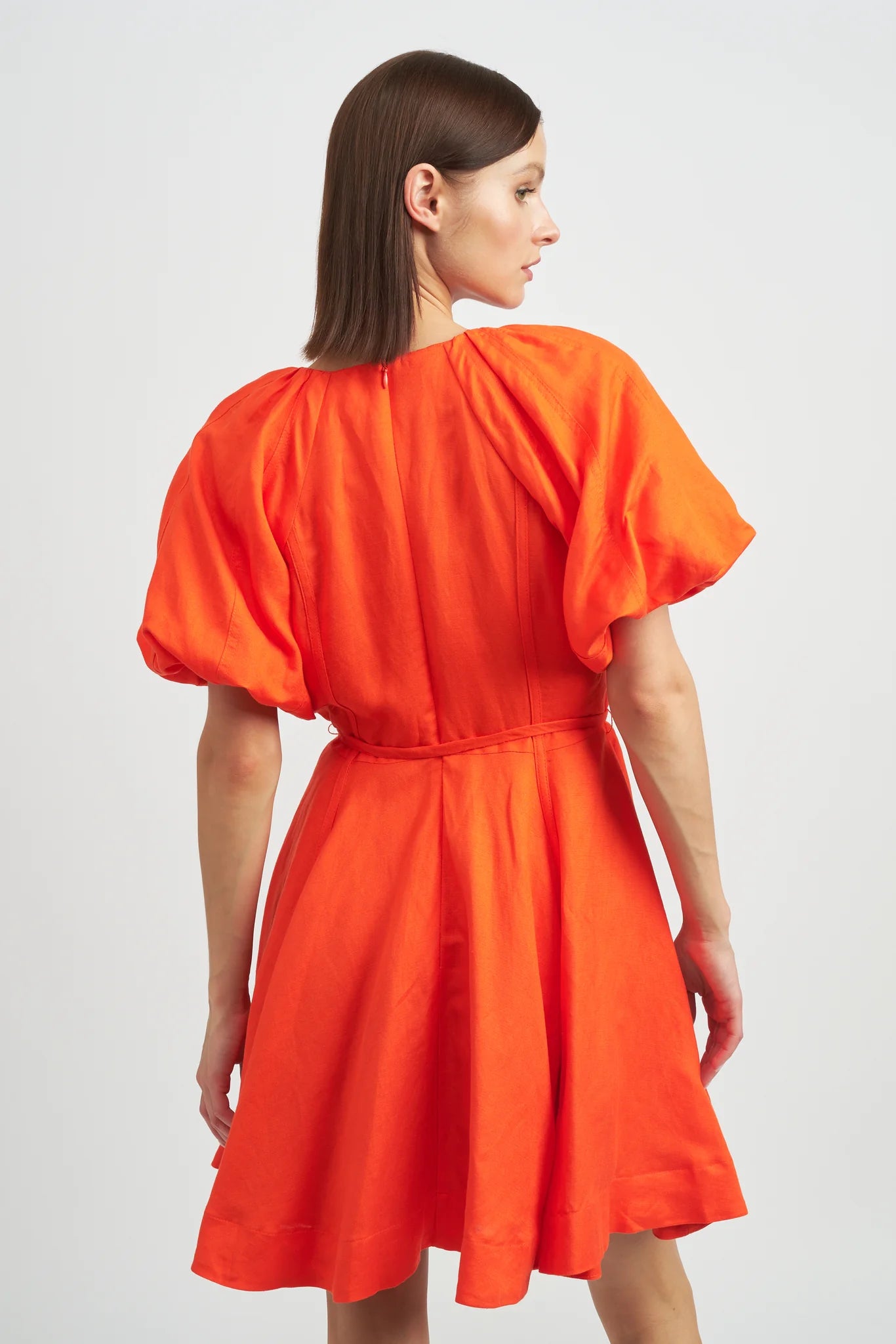 Sonnet Flared Mini Dress - Fire Orange