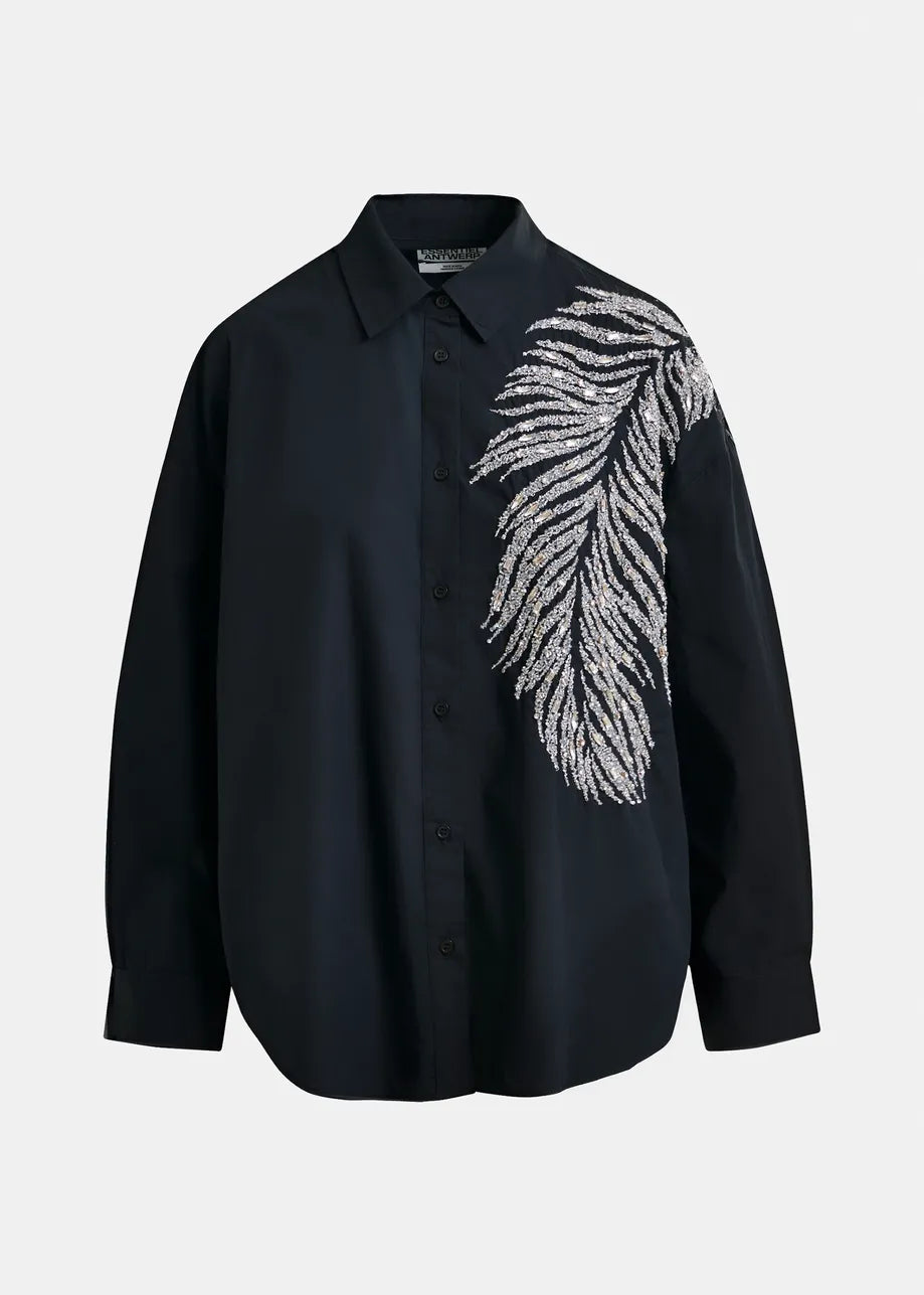 Iliza Embellished Shirt - Black