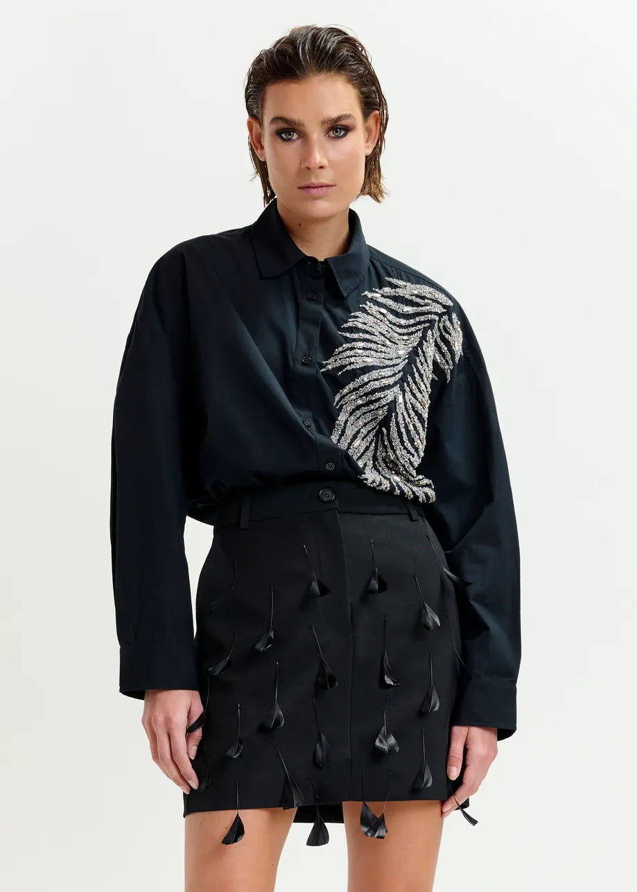Iliza Embellished Shirt - Black