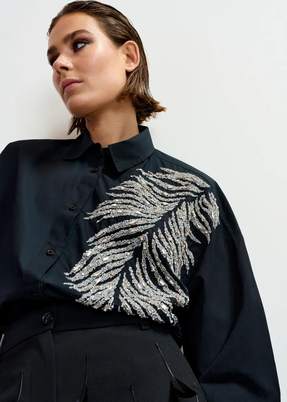 Iliza Embellished Shirt - Black