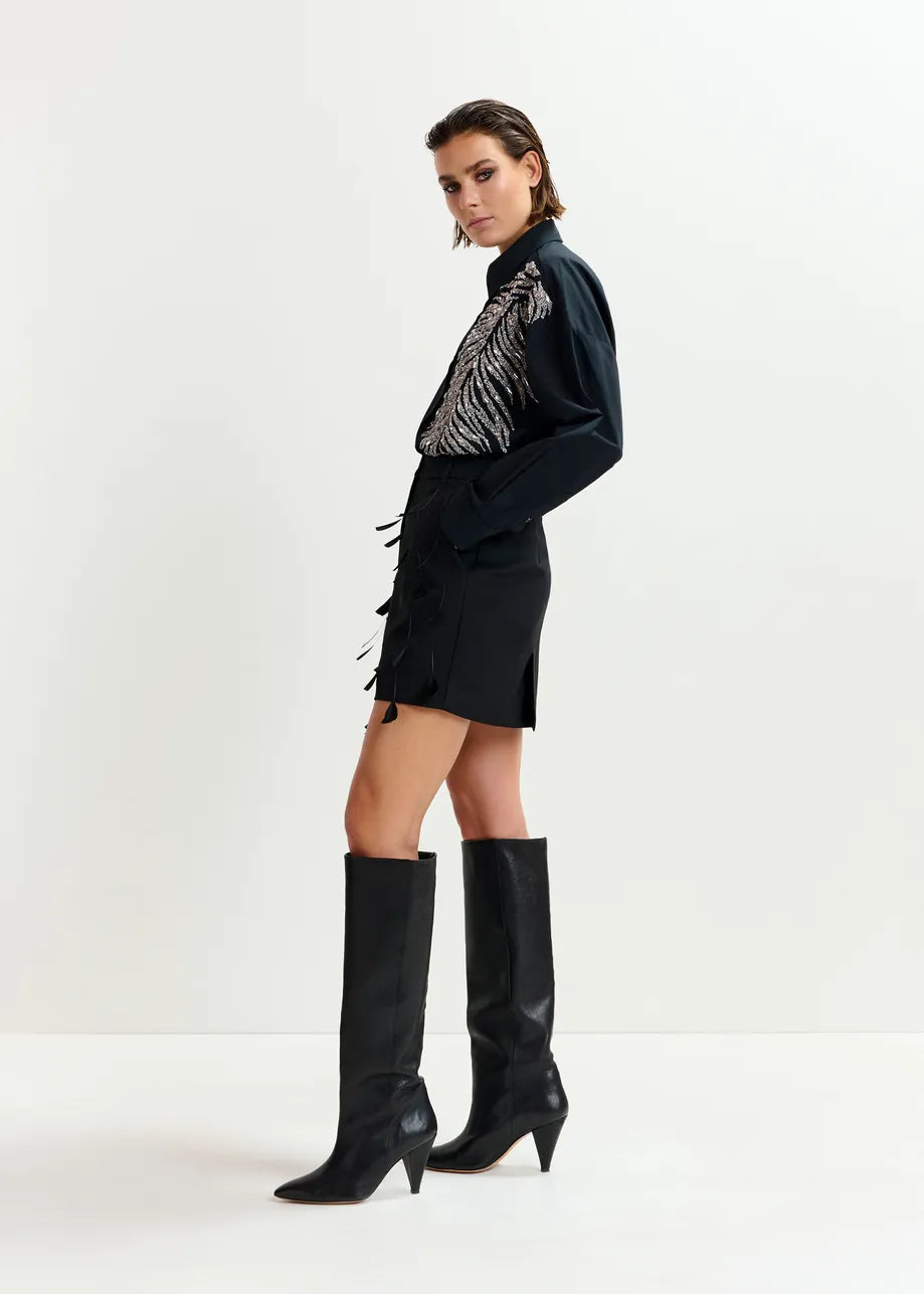 Iliza Embellished Shirt - Black