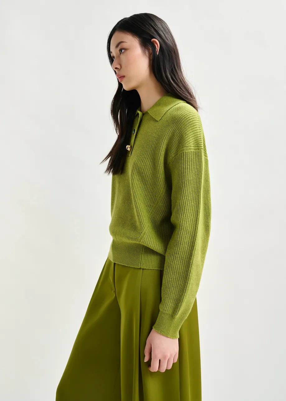 Imetal Jewel Button Polo - Brat Olive