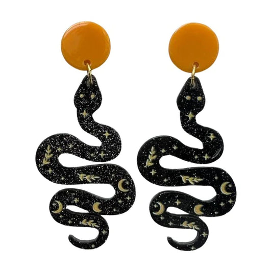 Snake Earrings - Orange