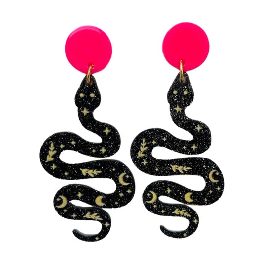 Snake Earrings - Pink