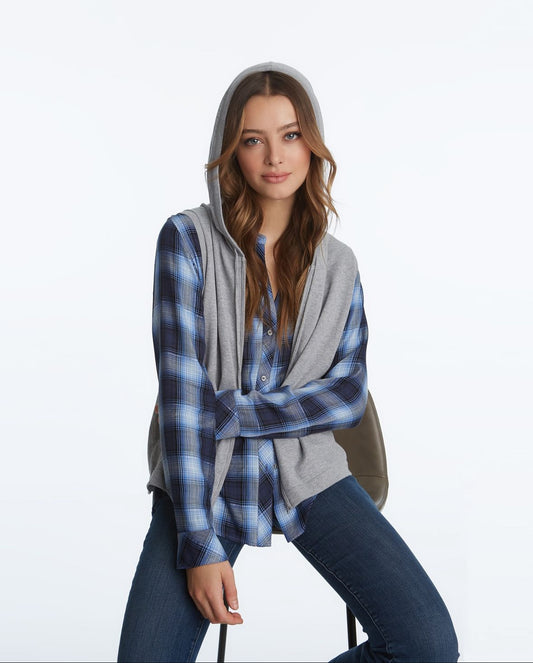 Blue/Black Plaid Button Down w/Lurex