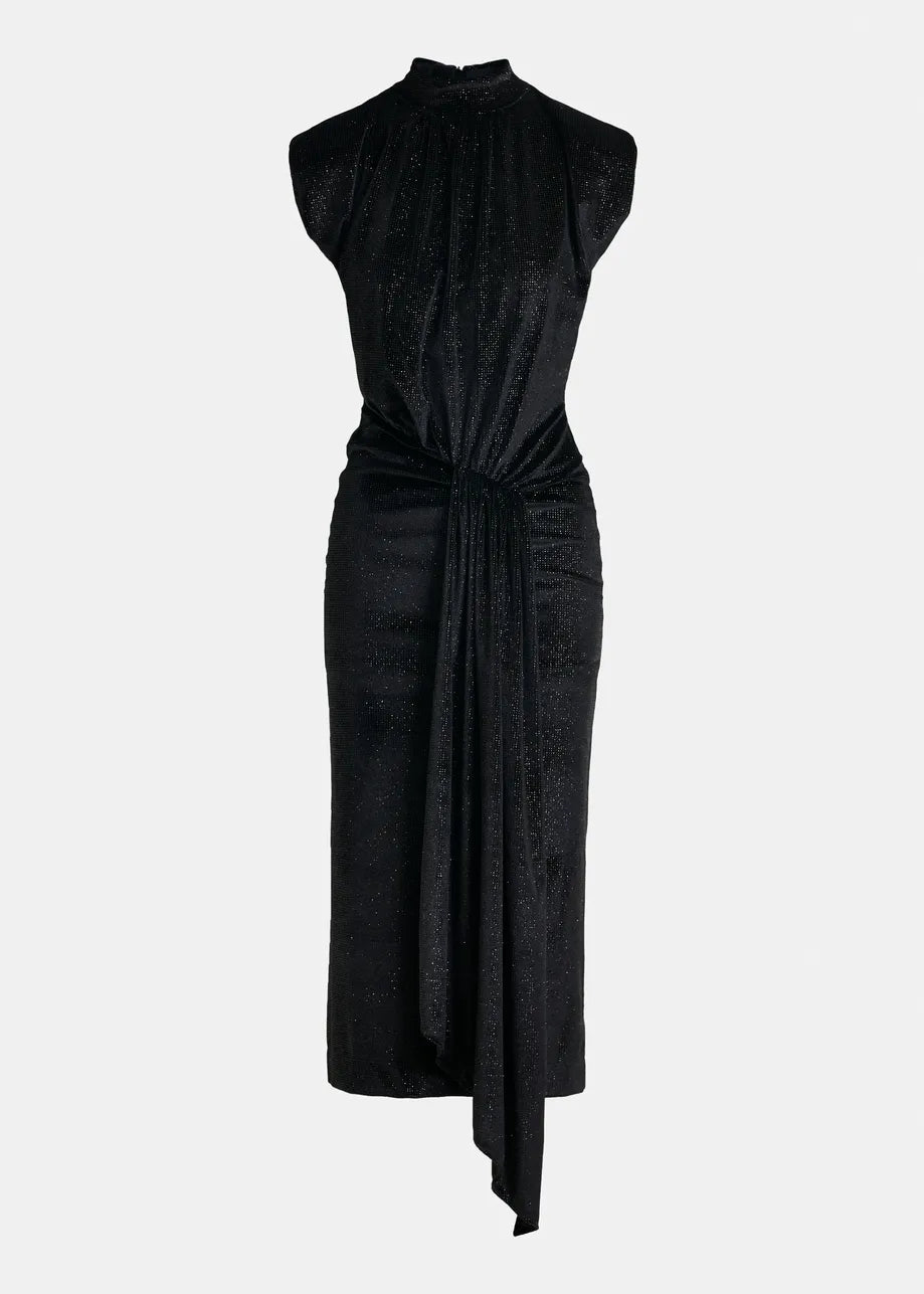 Inche Velvet Jersey Dress - Black Shimmer