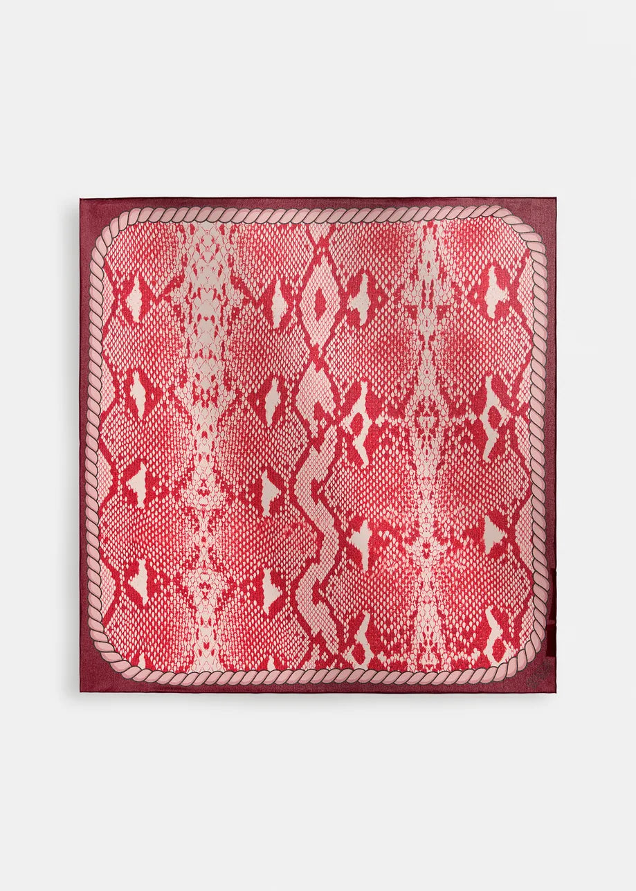 Inc Silk Square Scarf - Red Combo