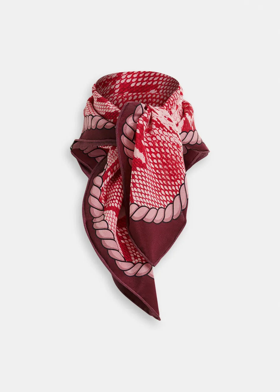 Inc Silk Square Scarf - Red Combo