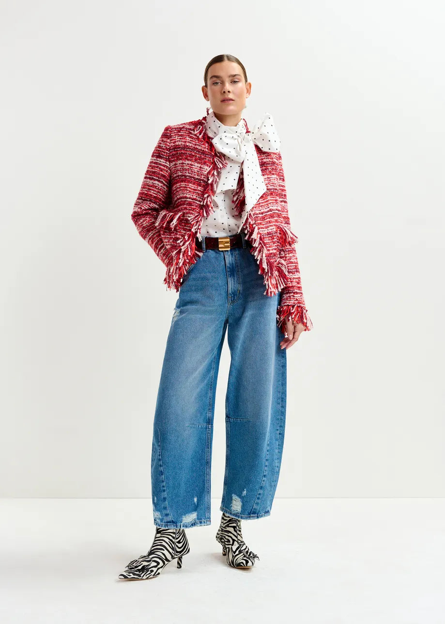Iskra Fringed Jacket - Red Combo