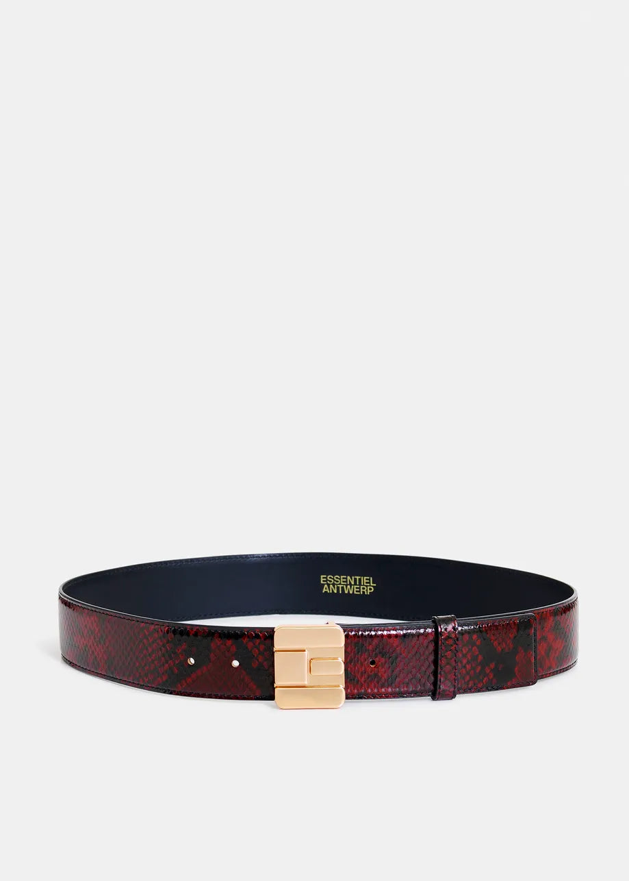Isnake Print Leather Logo Belt - Margot Mauve