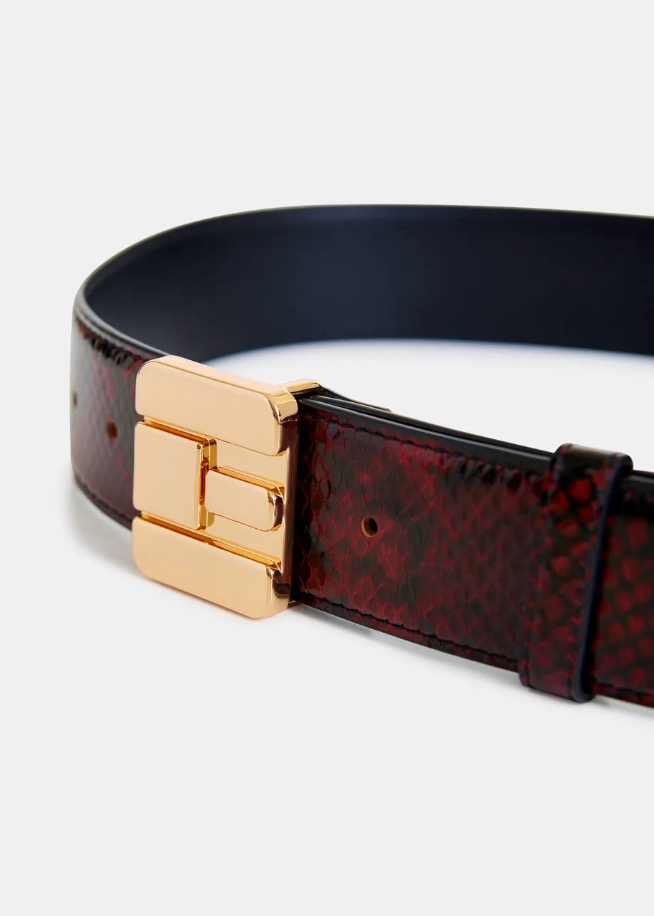 Isnake Print Leather Logo Belt - Margot Mauve