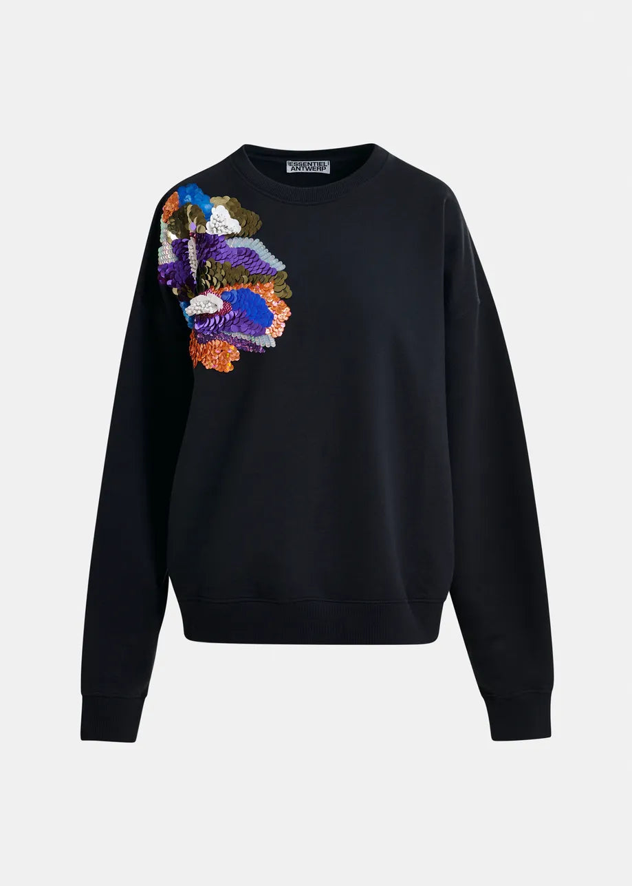 Ivening Embroidered Sweatshirt - Black