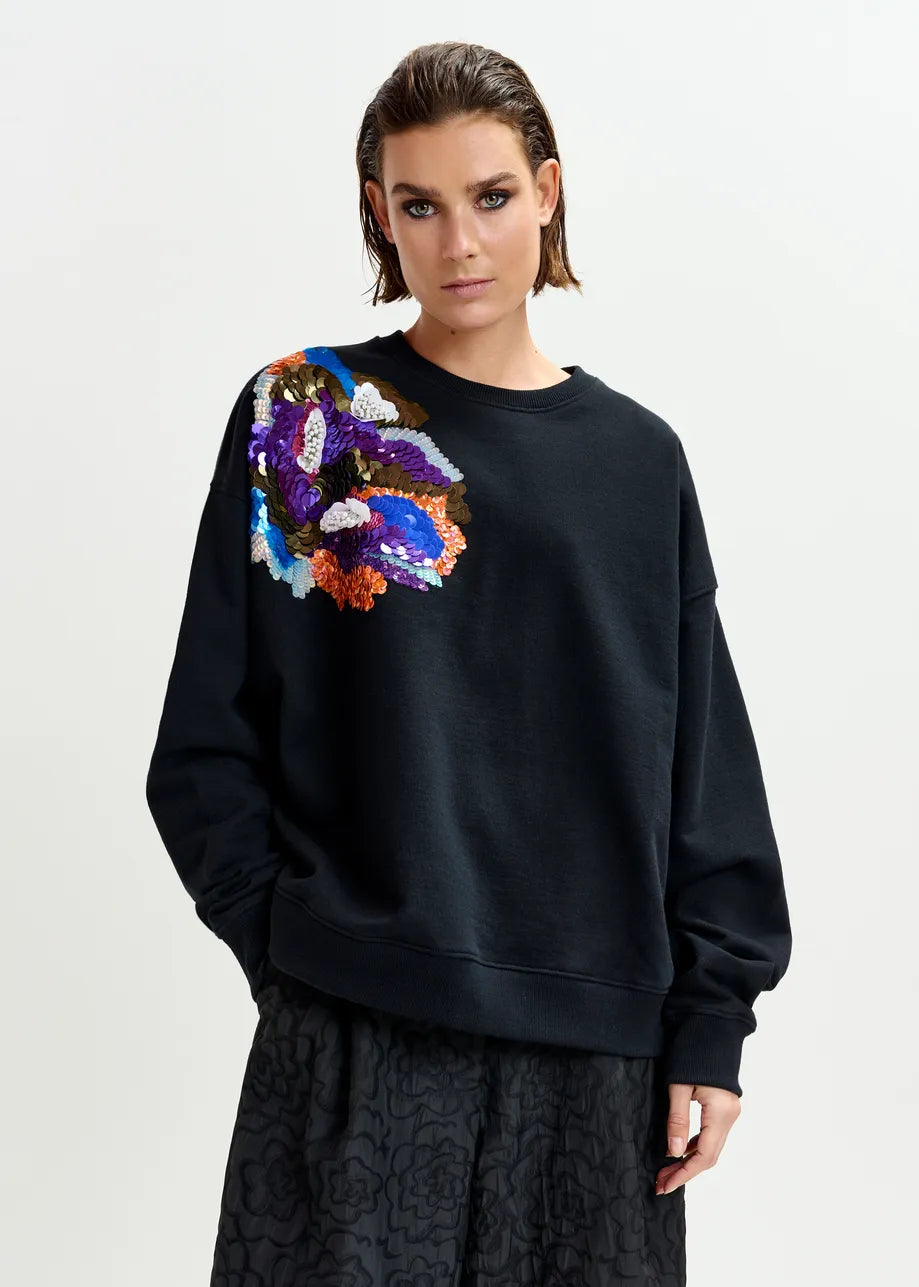Ivening Embroidered Sweatshirt - Black