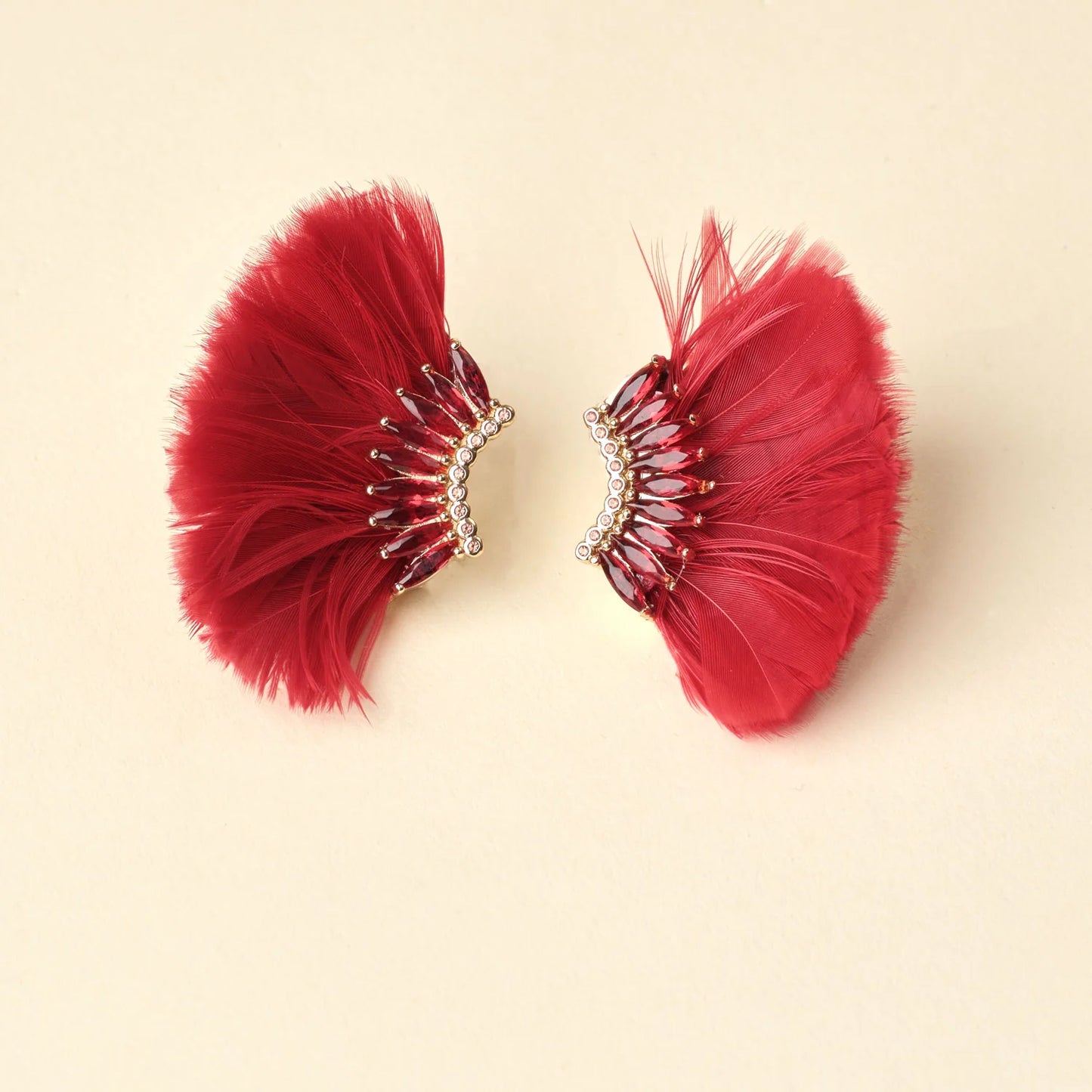 Luxe Mini Madeline Feather Earrings - Red