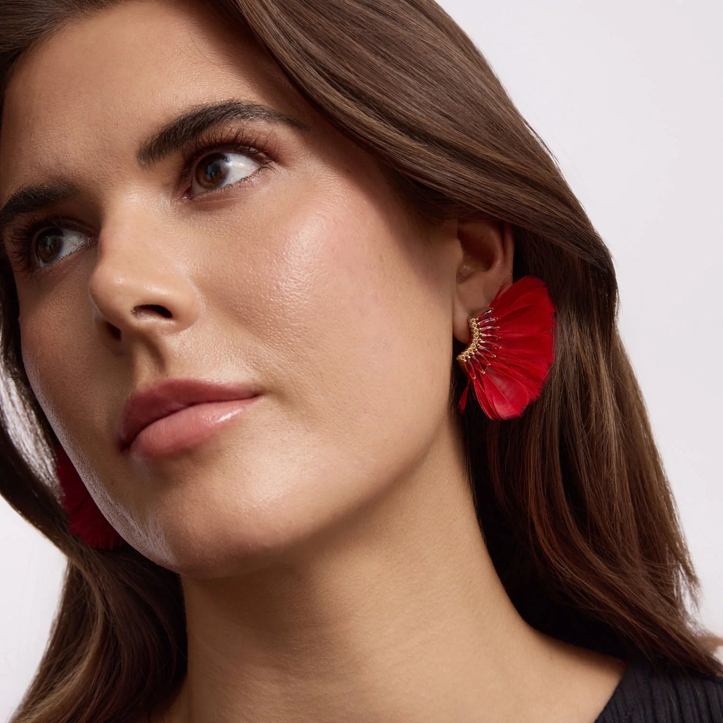 Luxe Mini Madeline Feather Earrings - Red