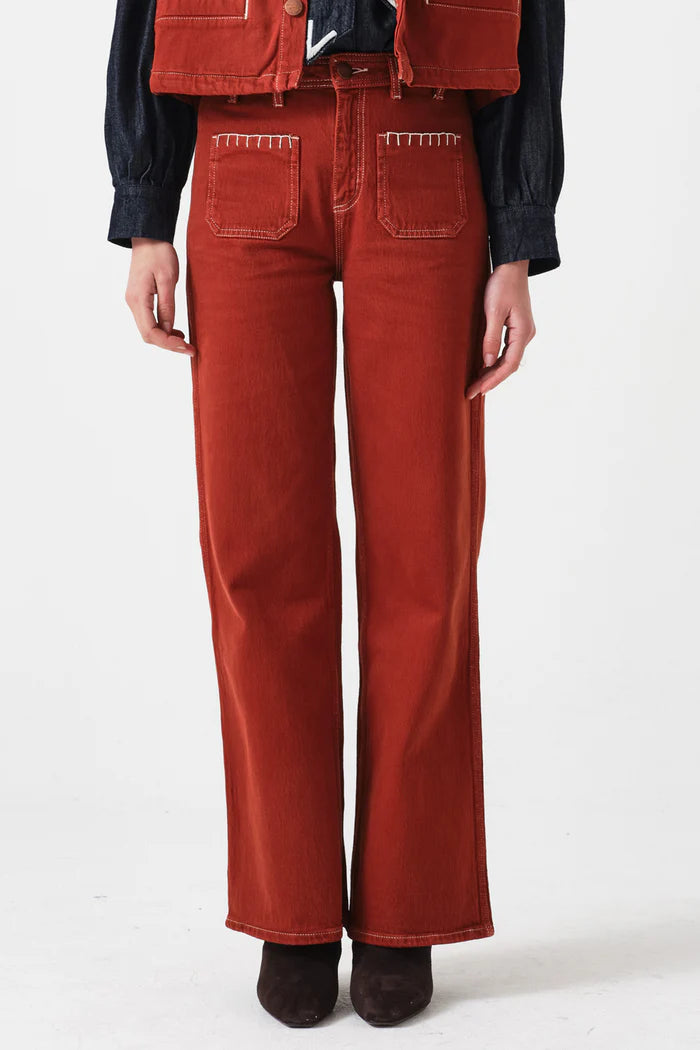 Mabel Patch Pocket Jean - Rust