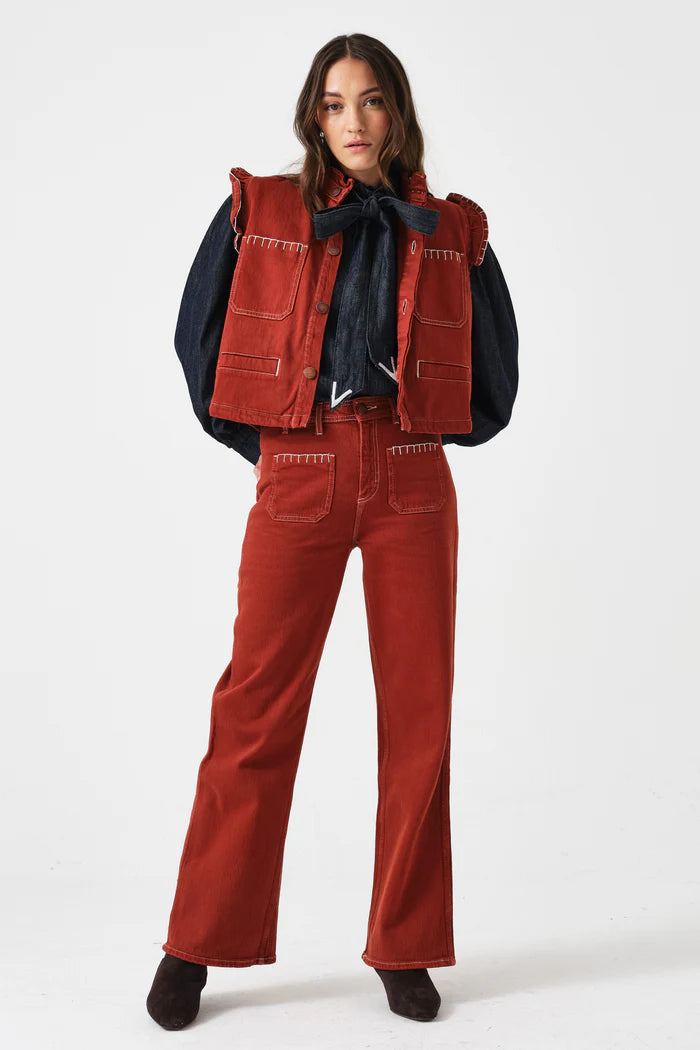 Mabel Patch Pocket Jean - Rust