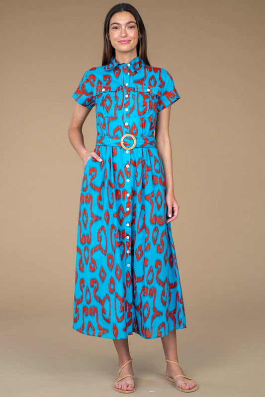 Marlow Dress - Pacific Ikat