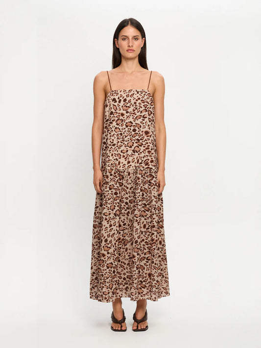 Paris Strappy Maxi Dress - Brown