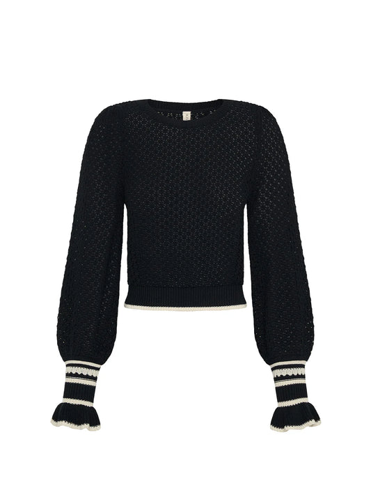 Rafaela Knit Top - Black/Cream