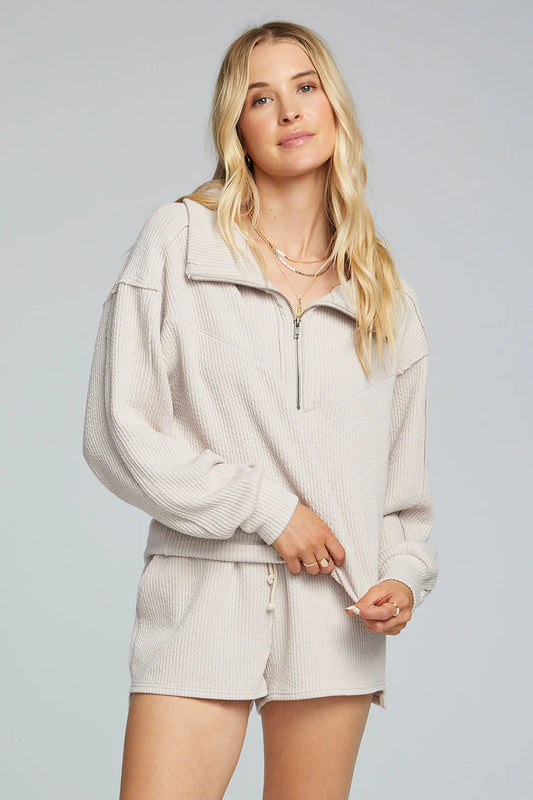 Half Zip Raglan Pullover - Salt