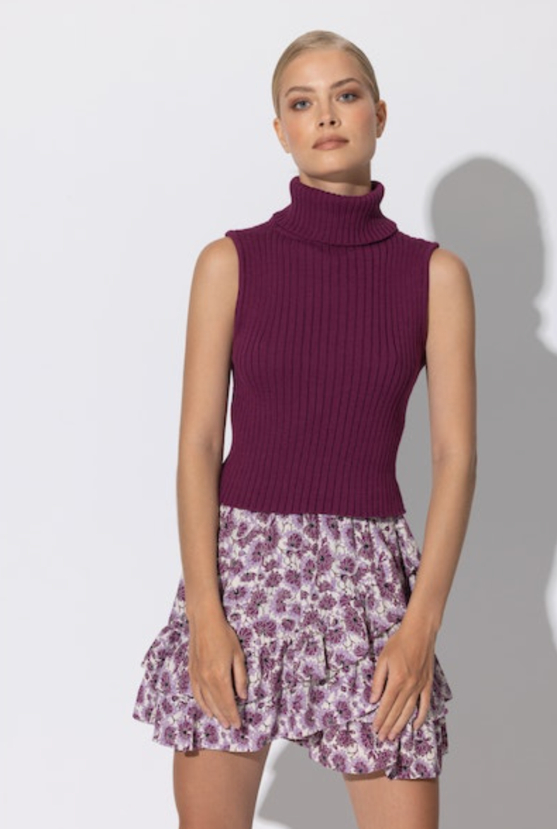 Thea Knitted Top - Berry