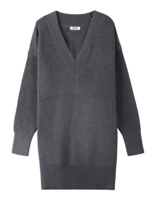 Ellie Cotton Sweater Dress - Charcoal Heather