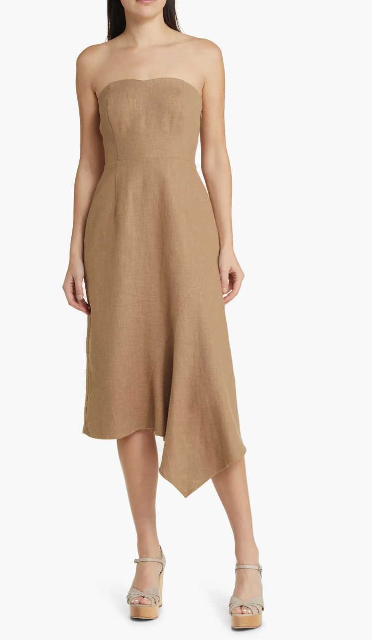 Callie Strapless Midi - Caramel