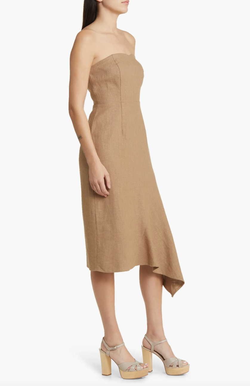 Callie Strapless Midi - Caramel