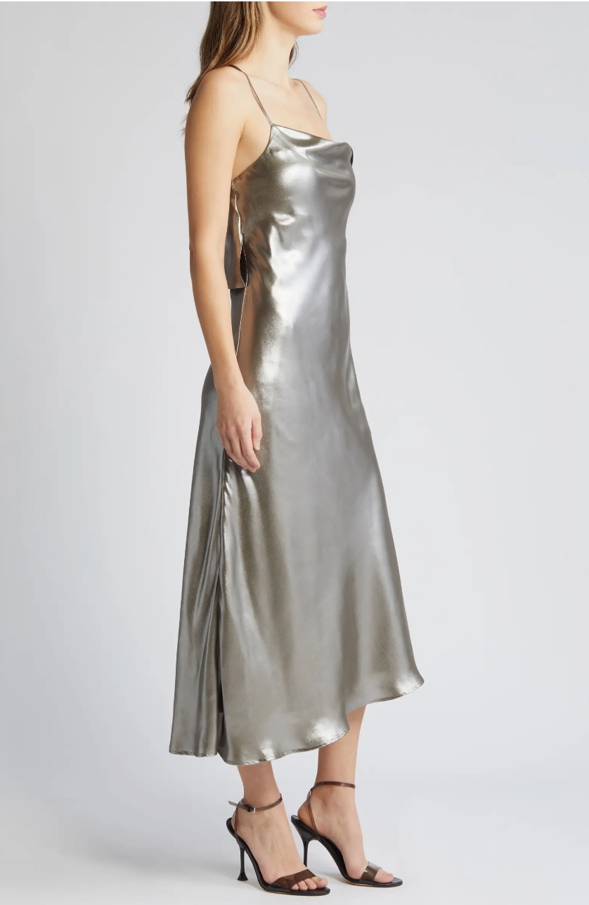 Metallic Asymmetrical Dress