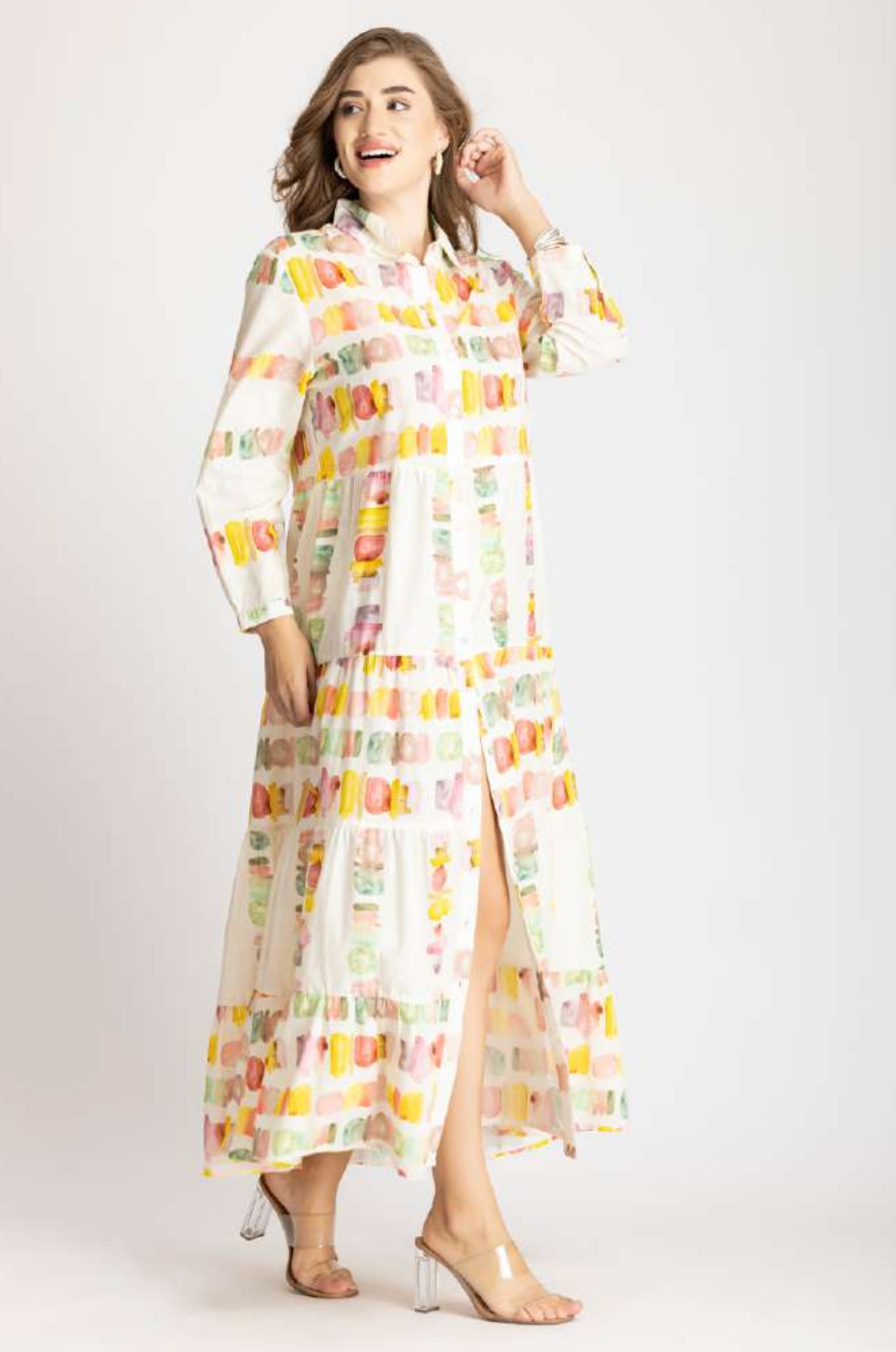 Watercolor Strokes Maxi Dress