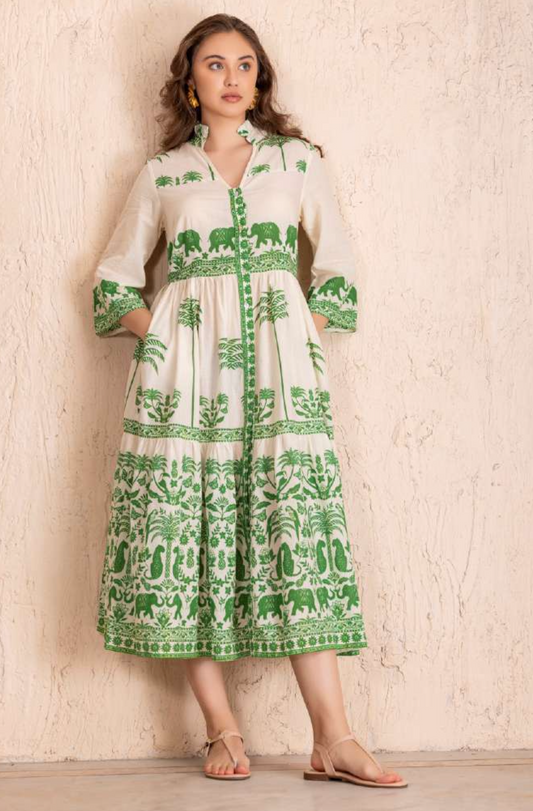 Green Elephant Maxi Dress