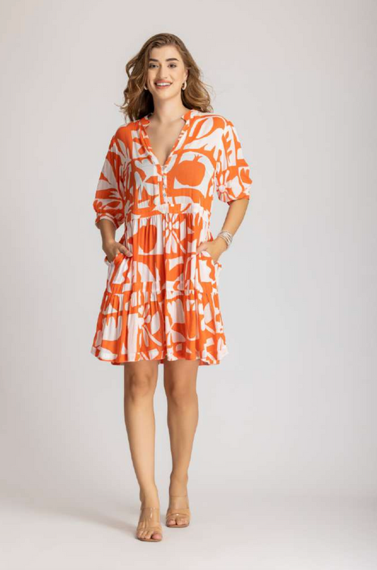 Orange Geometric Mini Dress