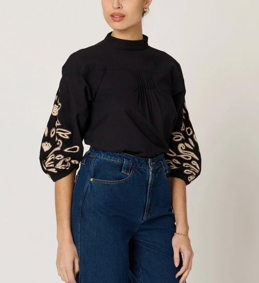 Clarissa Blouse - Black/Ivory