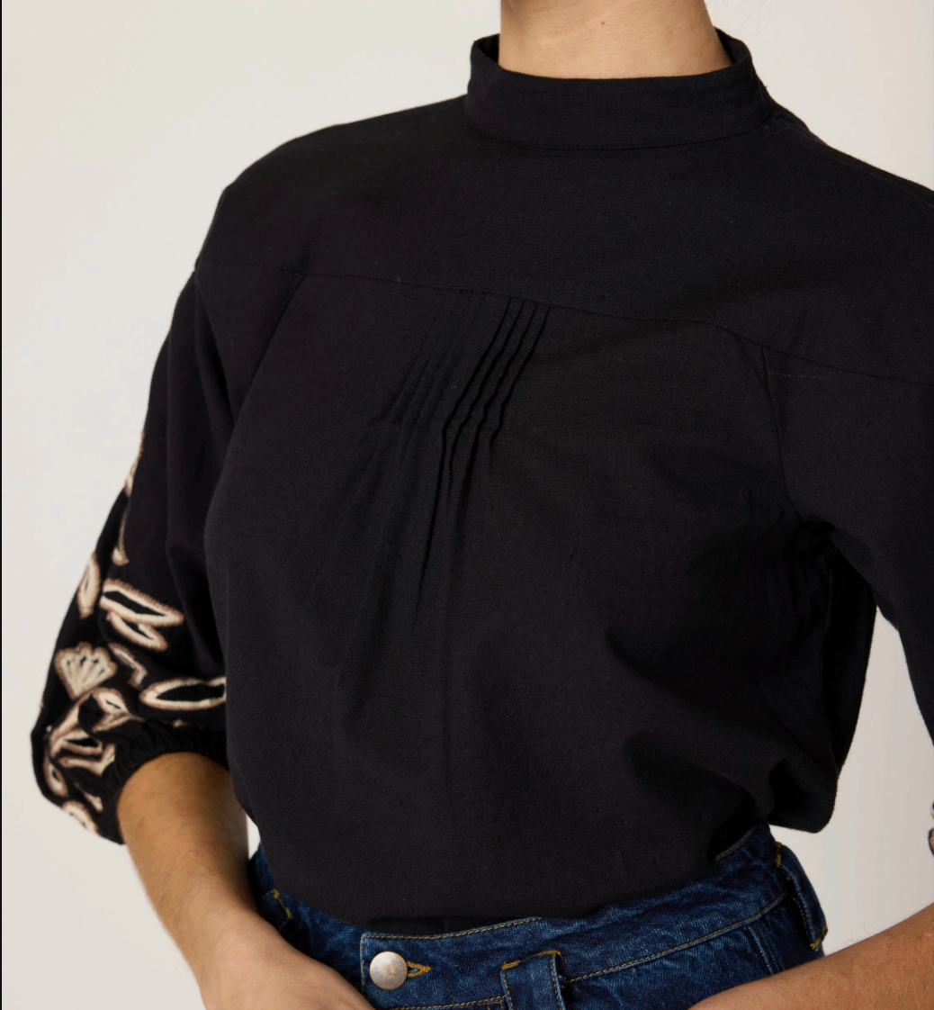 Clarissa Blouse - Black/Ivory