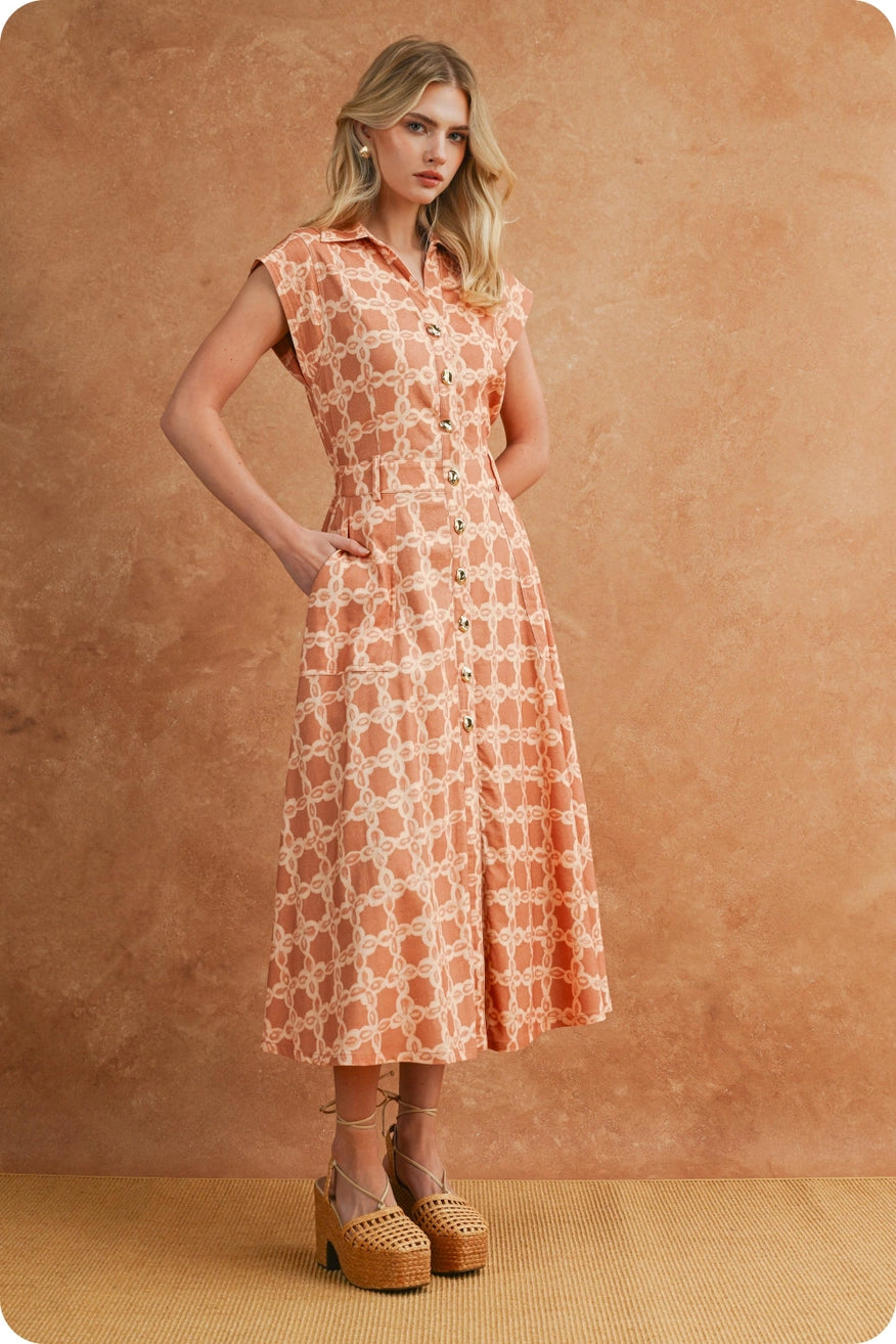 Chainlink Print Midi Dress