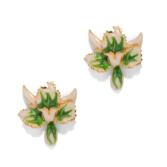 Tiny Jade Orchid Earring