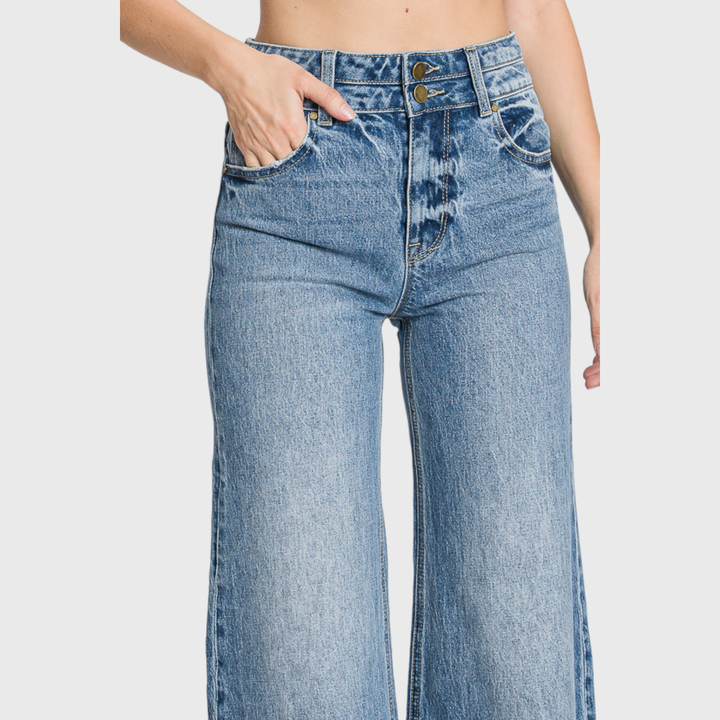 High Waisted Wide Leg Vintage Wash