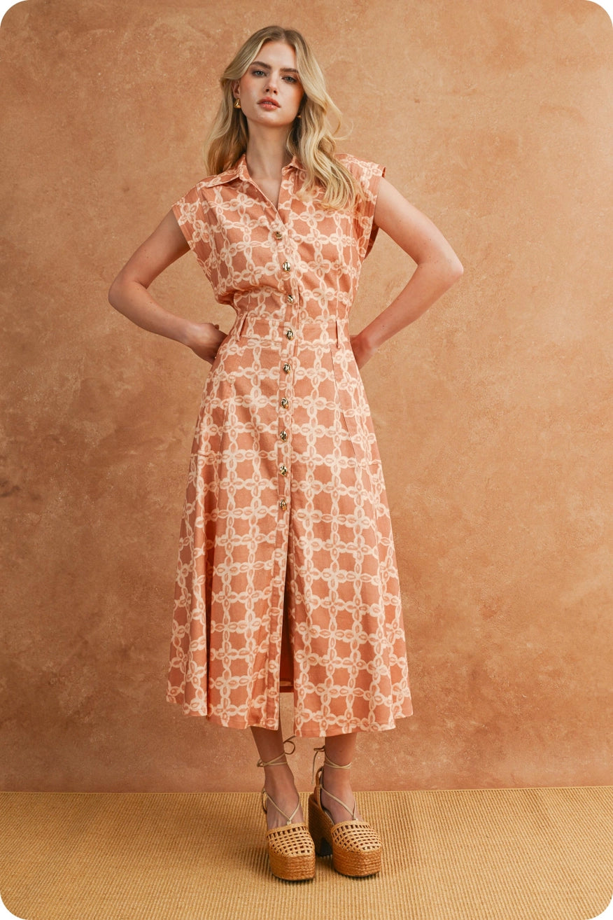Chainlink Print Midi Dress