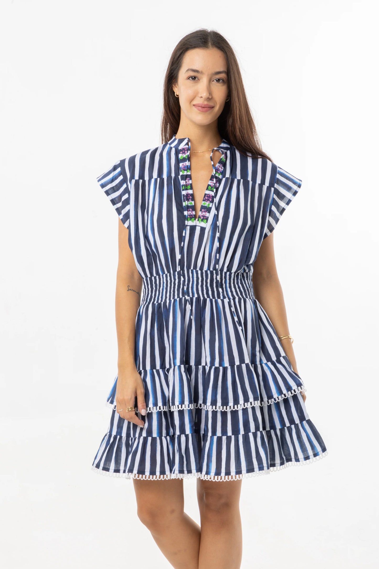 Poppy Dress - Blue Stripes