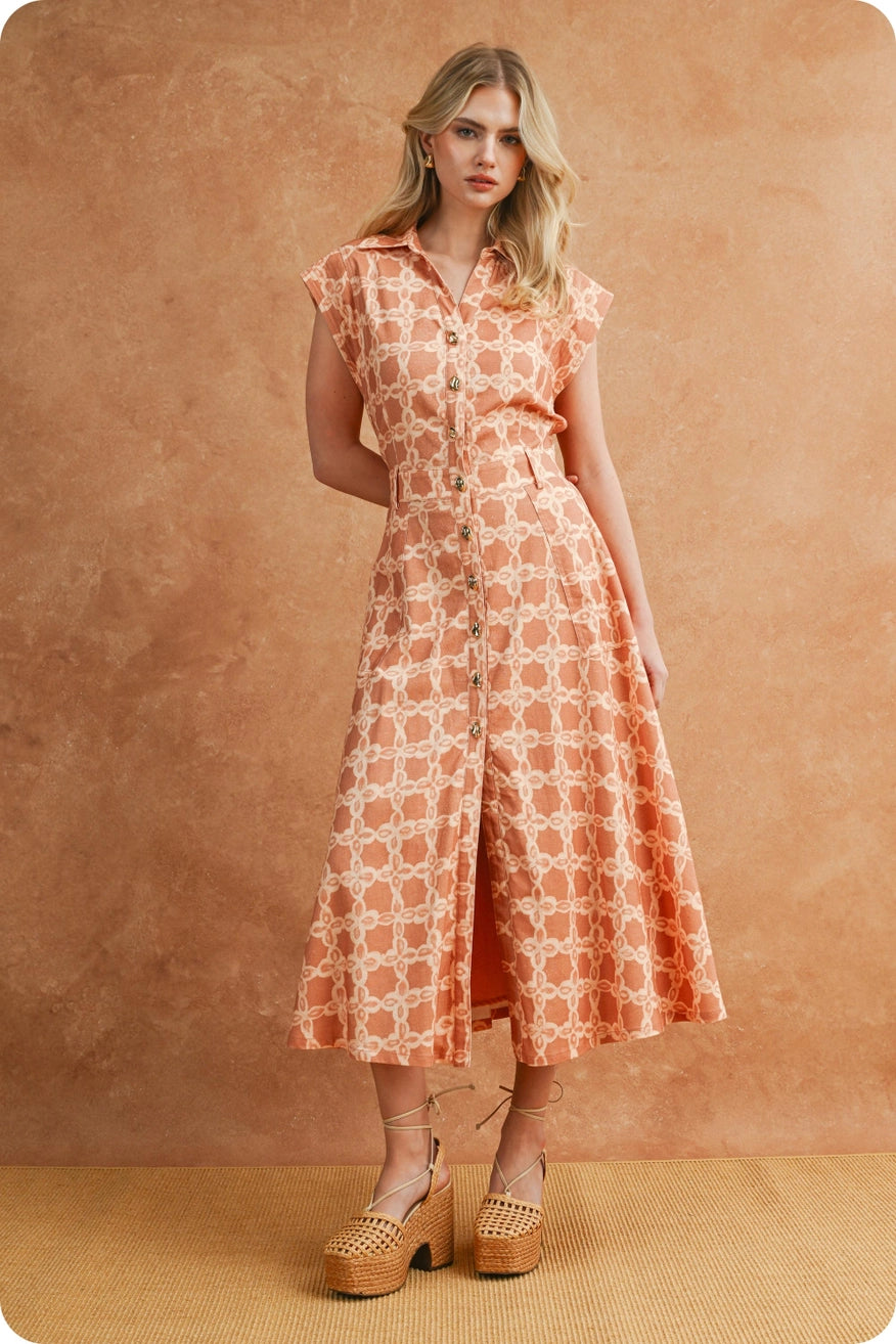 Chainlink Print Midi Dress