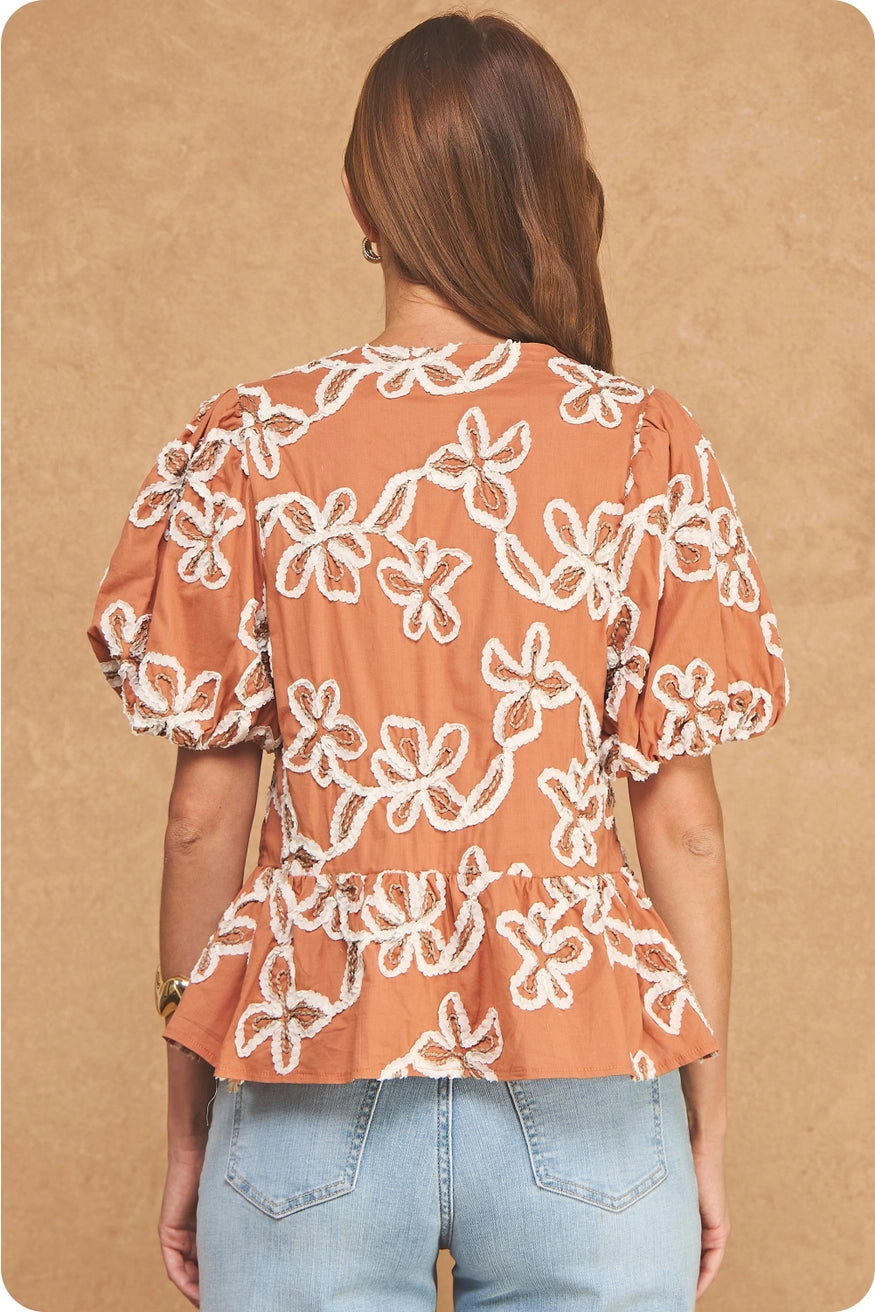 Brandied Melon Floral Top