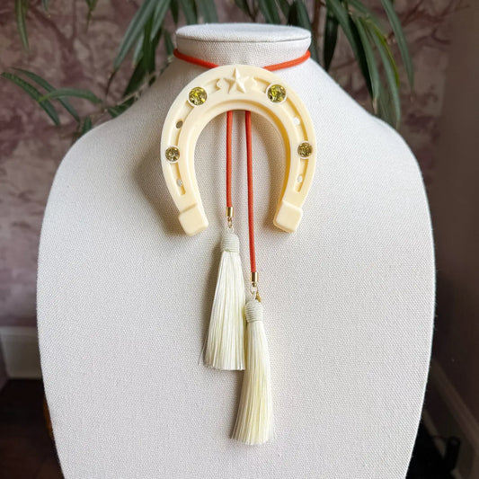 Lucky Horseshoe Bolo Ivory with Orange & Ivory