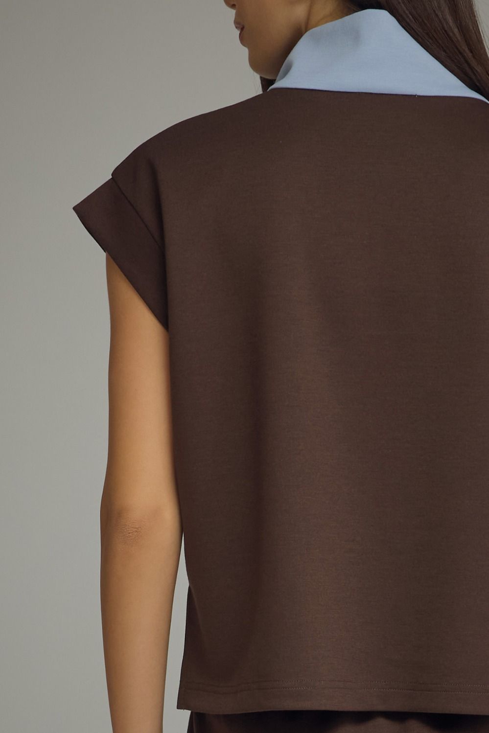 Brown Cap Sleeve top w/Contrast