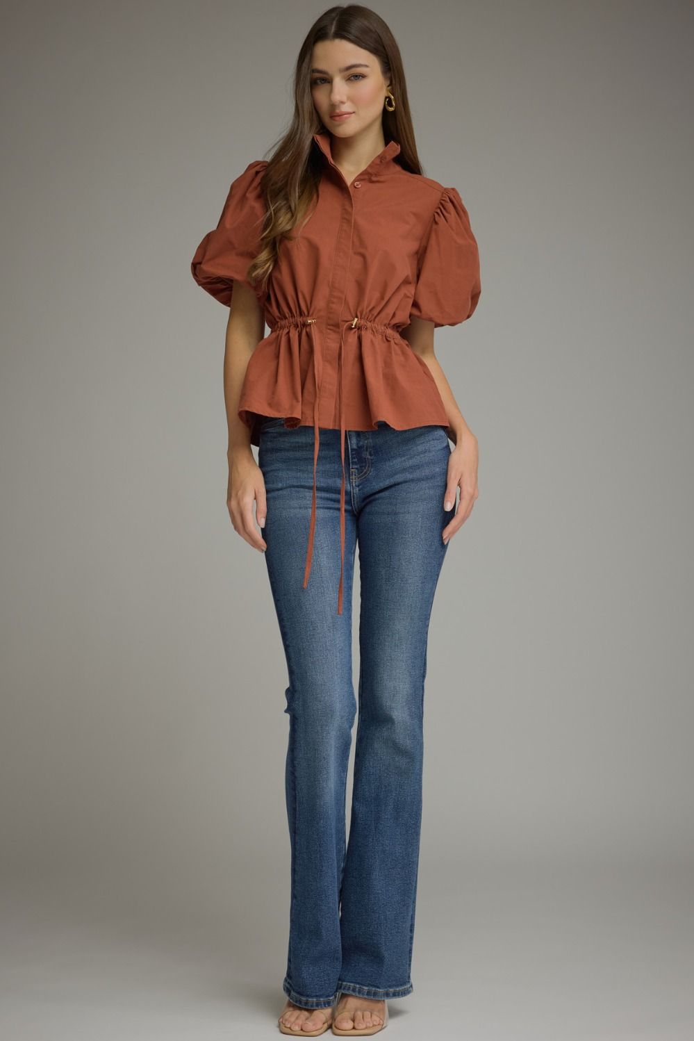Solid Burnt Orang Top w/Drawstring