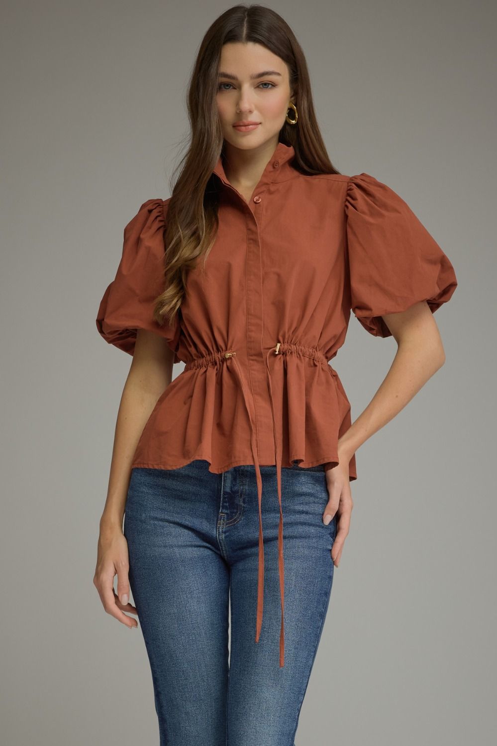 Solid Burnt Orang Top w/Drawstring