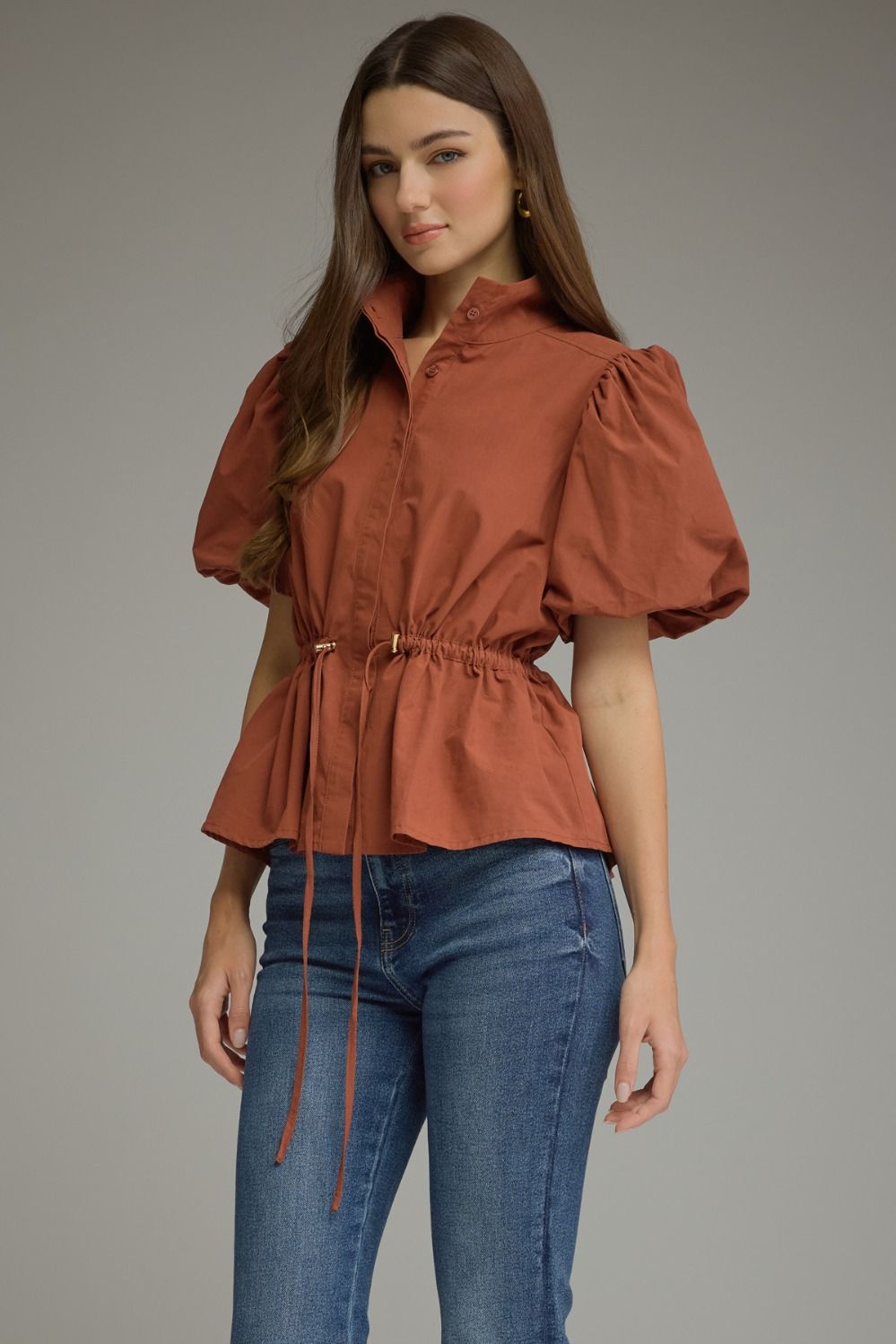 Solid Burnt Orang Top w/Drawstring