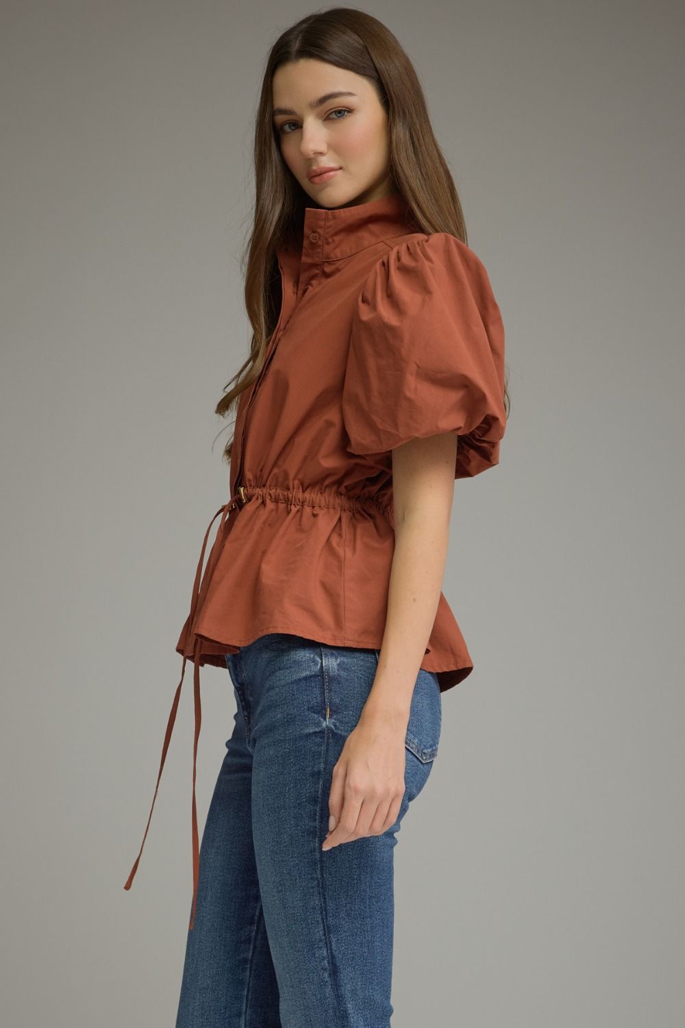 Solid Burnt Orang Top w/Drawstring